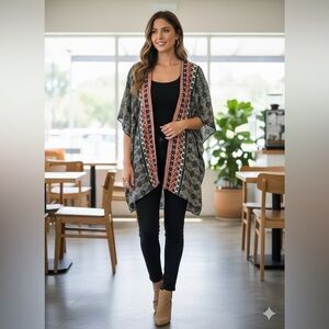 Carole Christian Boho Open Front Kimono Cardigan XL Made in USA